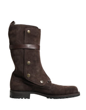 Dolce & Gabbana Brown Suede Combat Ankle Boots
