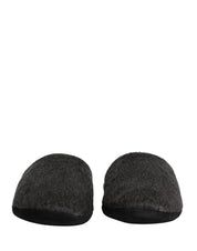 Dolce & Gabbana Dark Grey Wool Alpaca Slippers