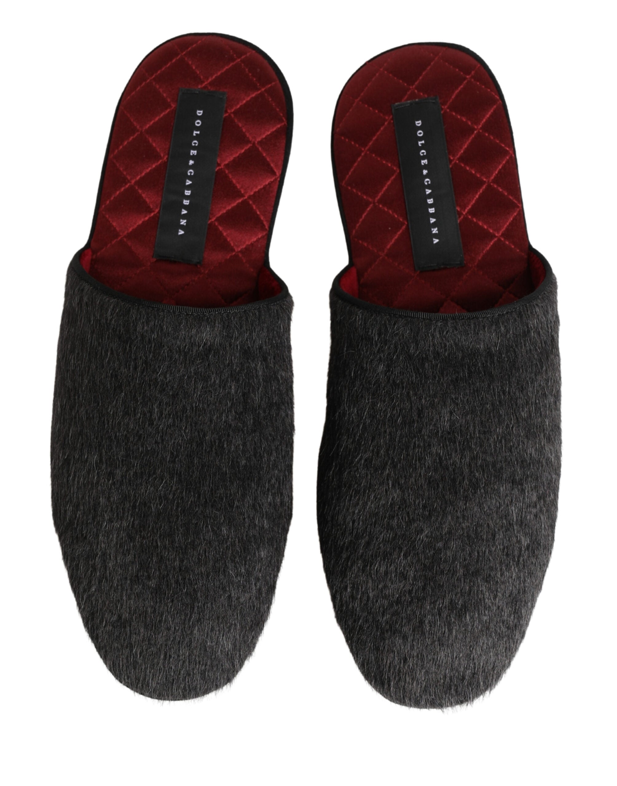 Dolce & Gabbana Dark Grey Wool Alpaca Slippers