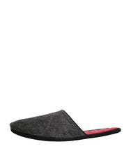 Dolce & Gabbana Dark Grey Wool Alpaca Slippers