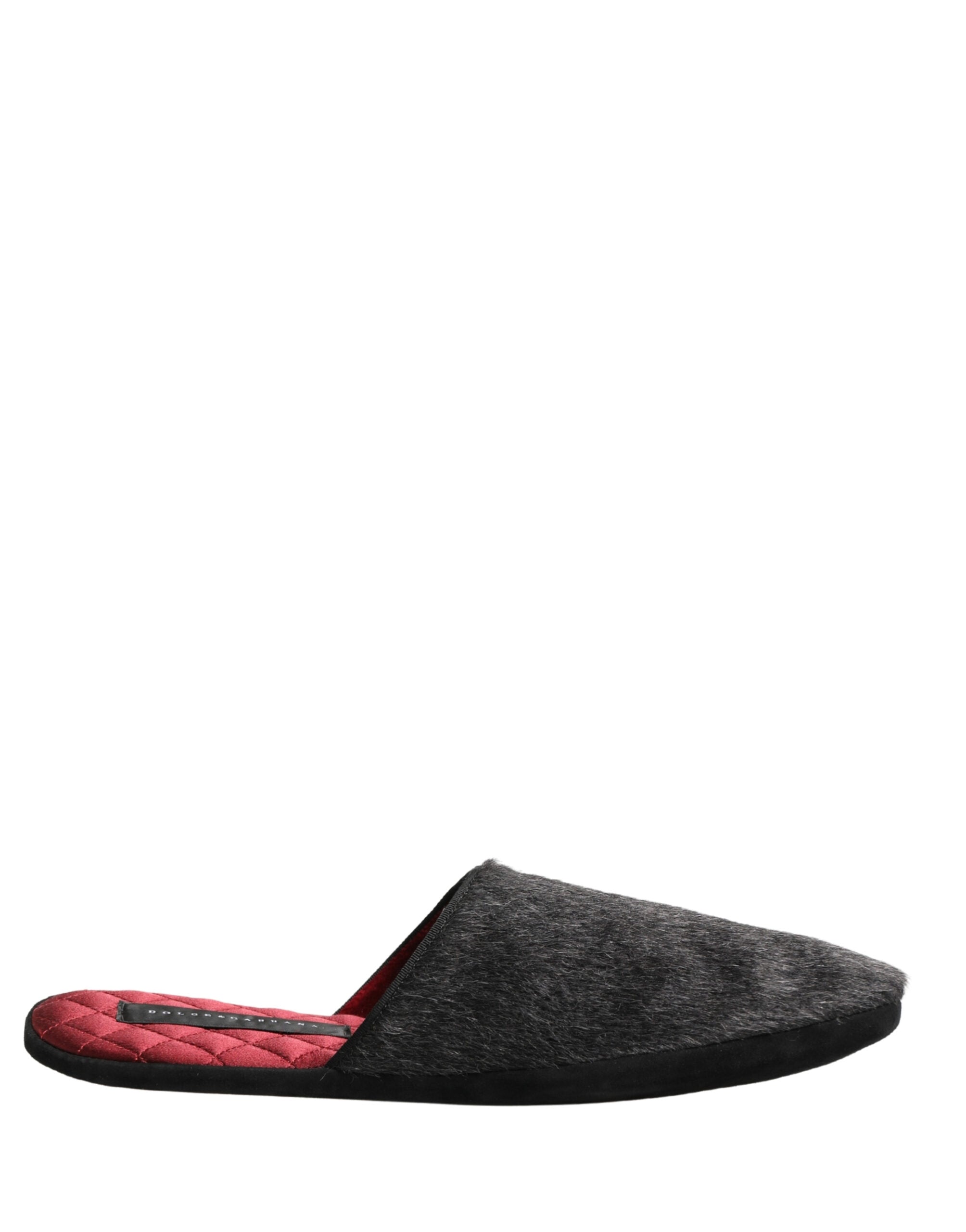 Dolce & Gabbana Dark Grey Wool Alpaca Slippers