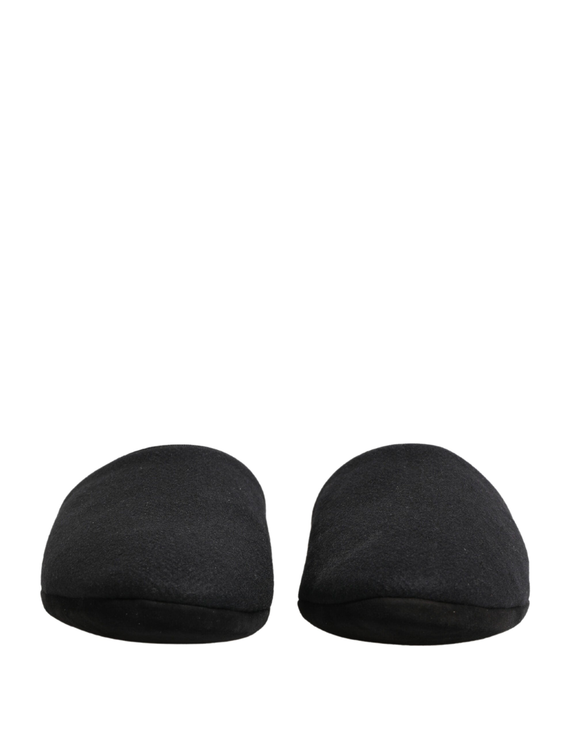 Dolce & Gabbana Black Wool Cashmere Slippers