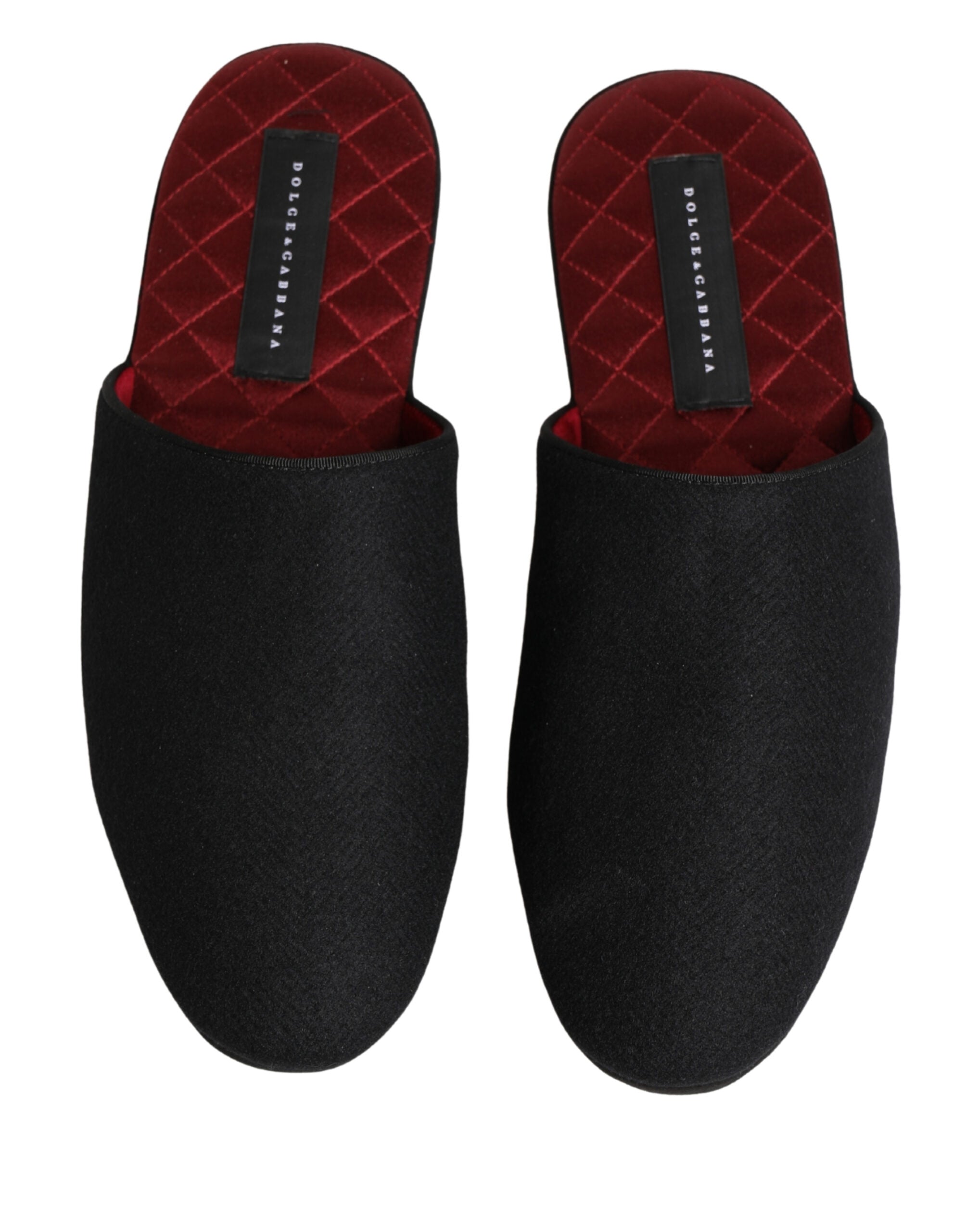 Dolce & Gabbana Black Wool Cashmere Slippers