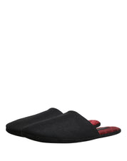 Dolce & Gabbana Black Wool Cashmere Slippers