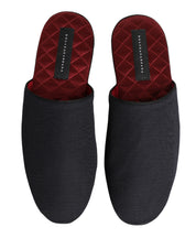 Dolce & Gabbana Dark Navy Wool Cotton Slippers