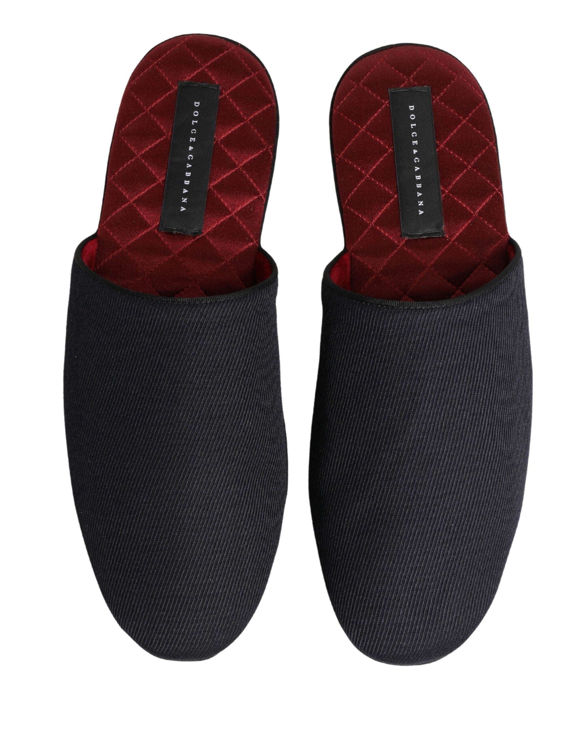 Dolce & Gabbana Dark Navy Wool Cotton Slippers
