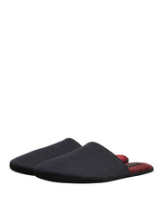 Dolce & Gabbana Dark Navy Wool Cotton Slippers