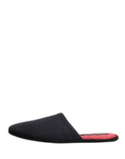 Dolce & Gabbana Dark Navy Wool Cotton Slippers
