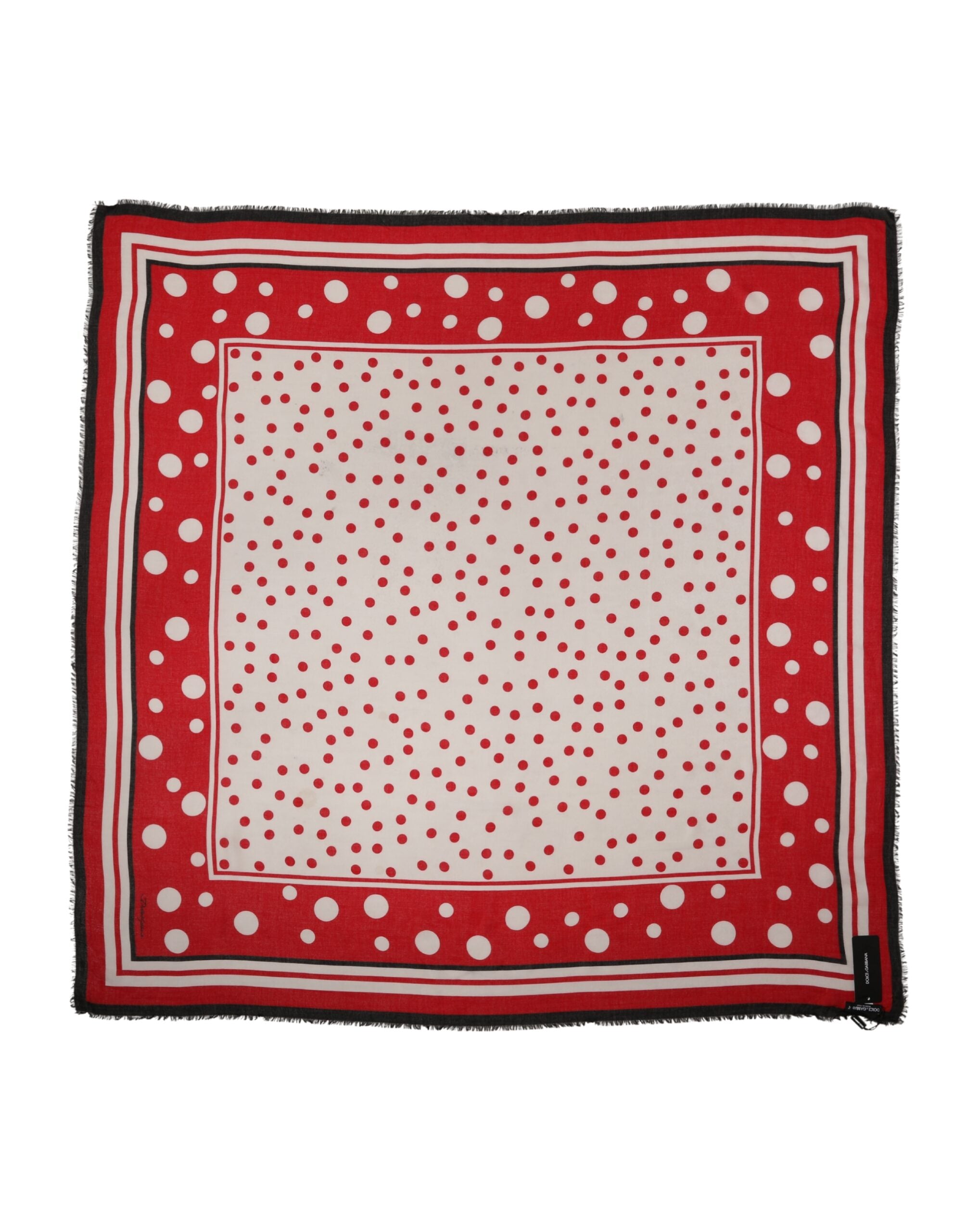 Dolce & Gabbana Red Polka Dot Modal Cashmere Square Stole