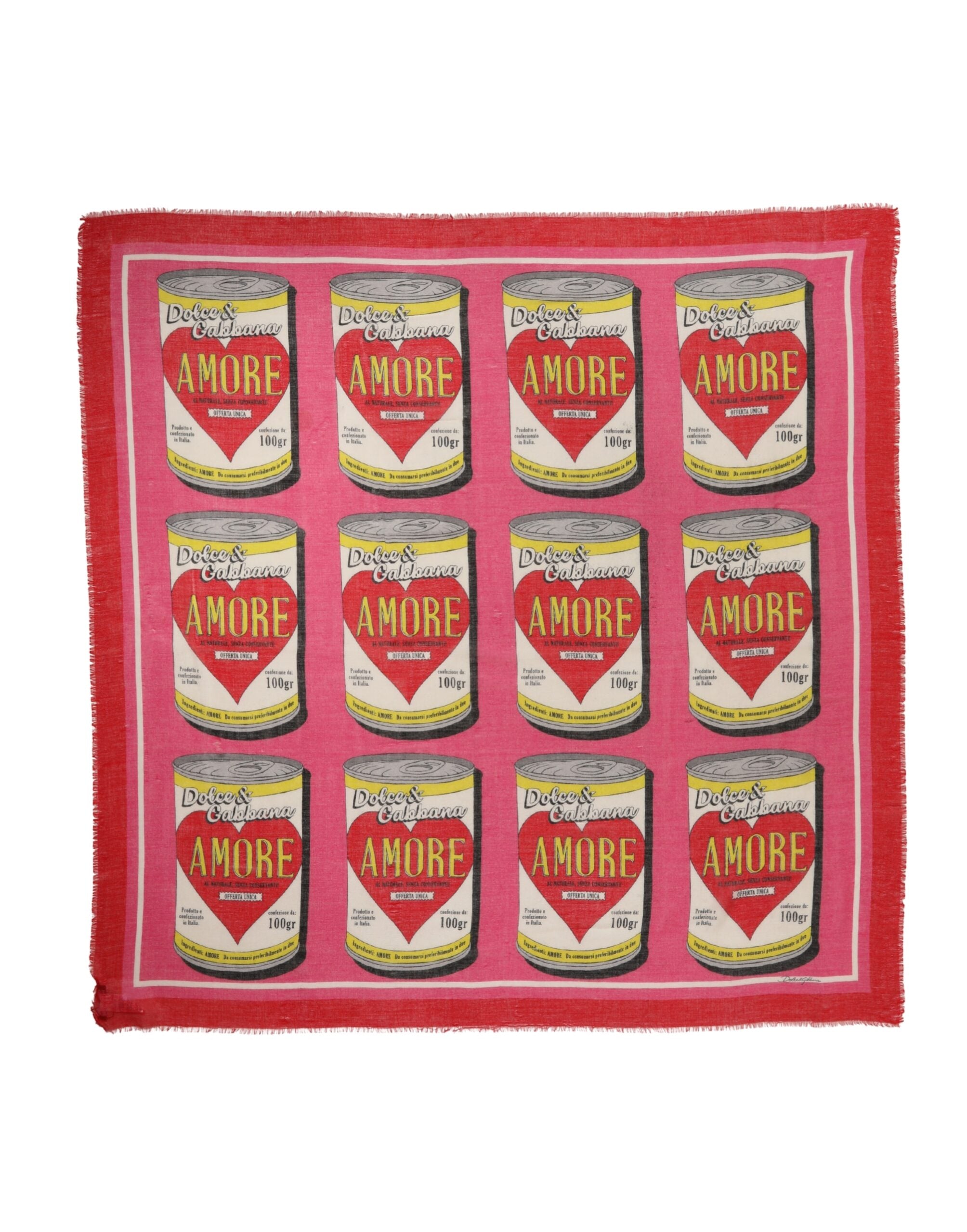 Dolce & Gabbana Pink Silk Cashmere Neck Square Shawl Scarf