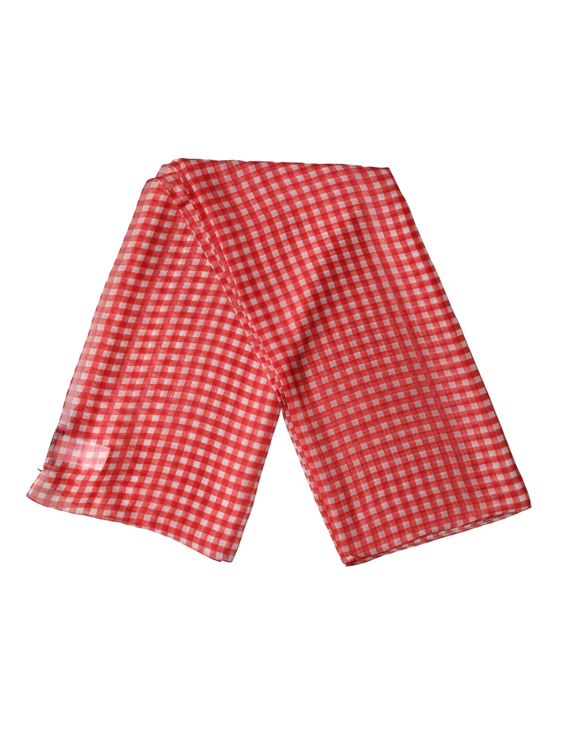 Dolce & Gabbana White Red Check Silk Foulard Scarf