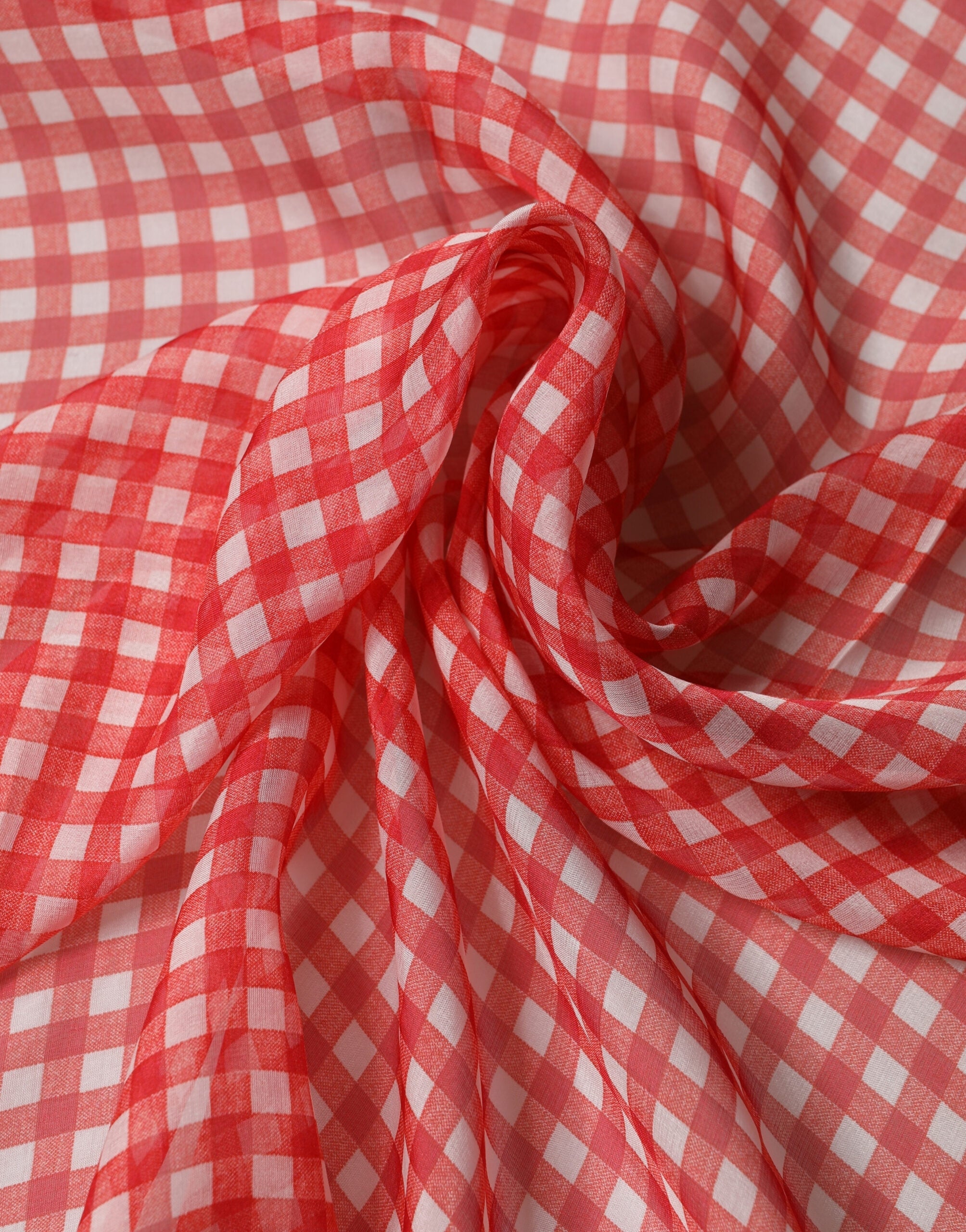 Dolce & Gabbana White Red Check Silk Foulard Scarf