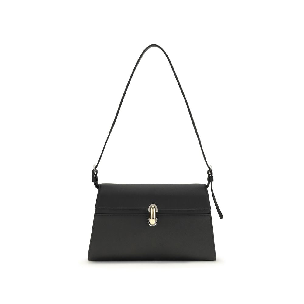 Savette Black Calf Leather Shoulder Bag