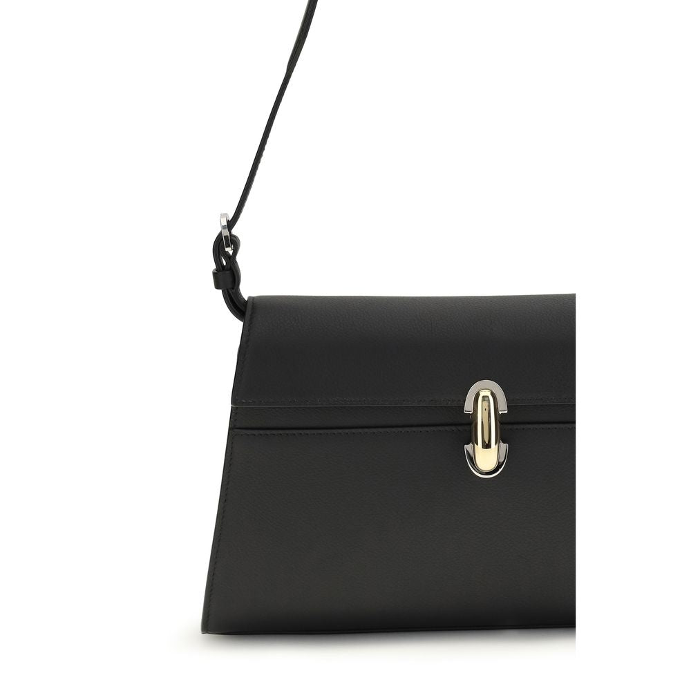 Savette Black Calf Leather Shoulder Bag