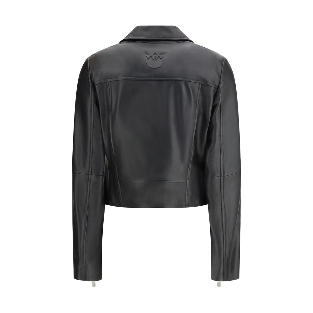 PINKO Black Calf Leather Jacket