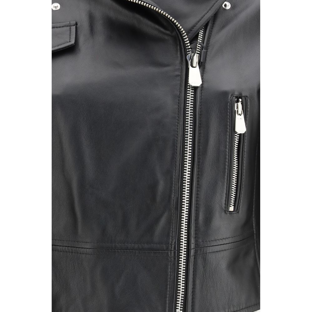 PINKO Black Calf Leather Jacket