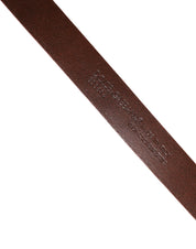 Red Leather Gold Tone Metal Buckle Men Belt