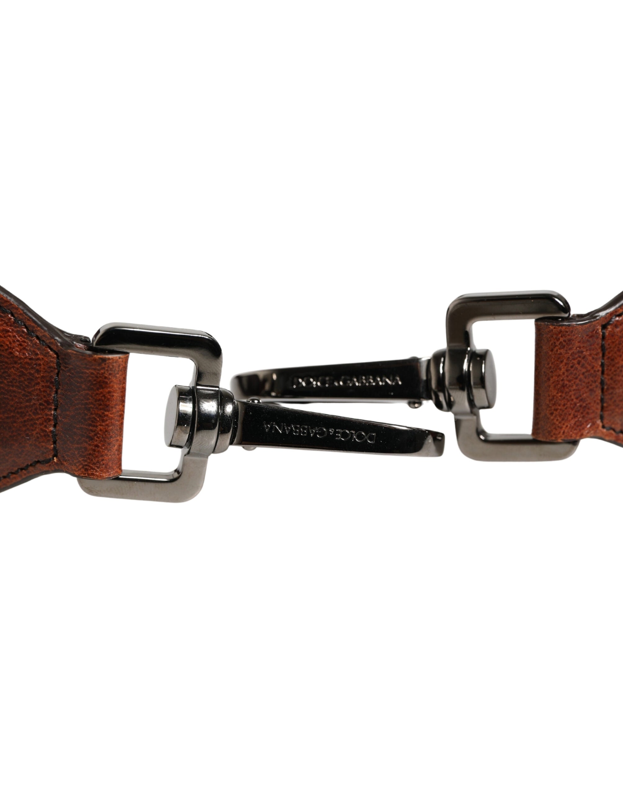 Dolce & Gabbana Brown Velvet Leather Shoulder Strap