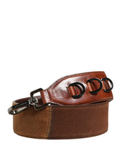 Dolce & Gabbana Brown Velvet Leather Shoulder Strap