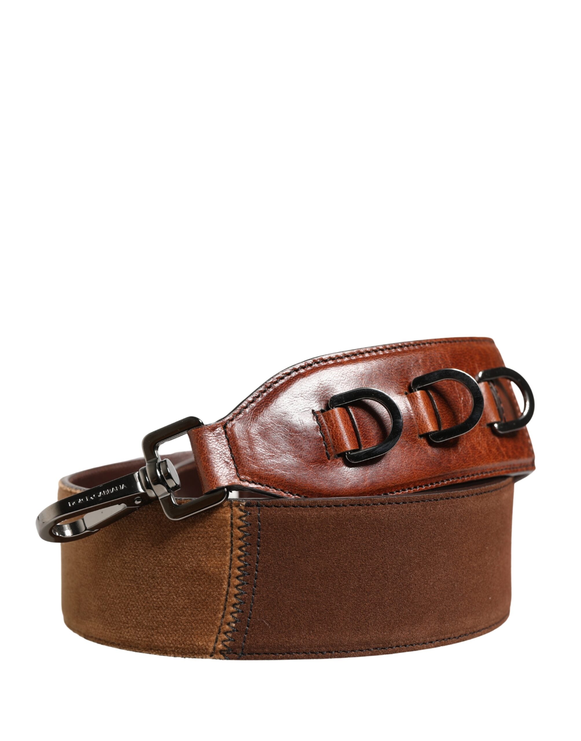 Dolce & Gabbana Brown Velvet Leather Shoulder Strap