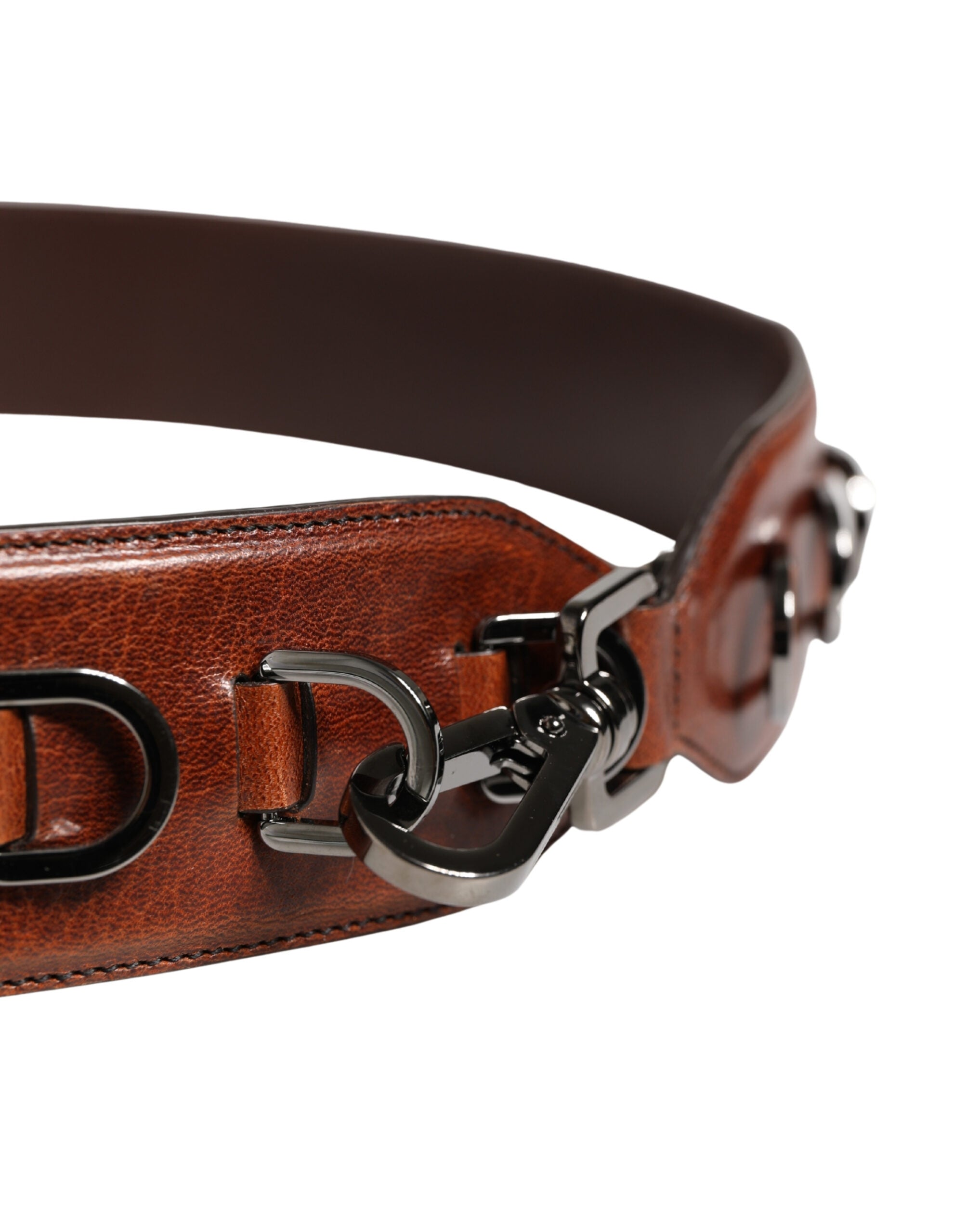 Dolce & Gabbana Brown Velvet Leather Shoulder Strap