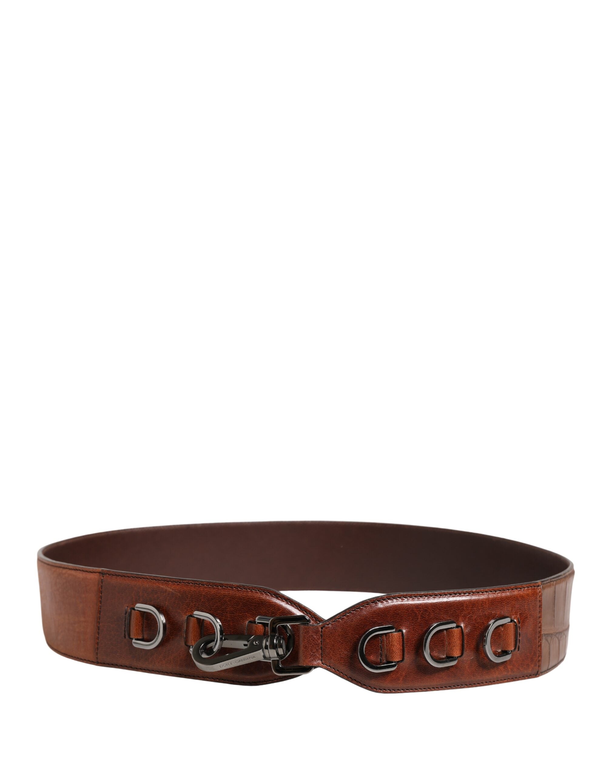 Dolce & Gabbana Brown Velvet Leather Shoulder Strap