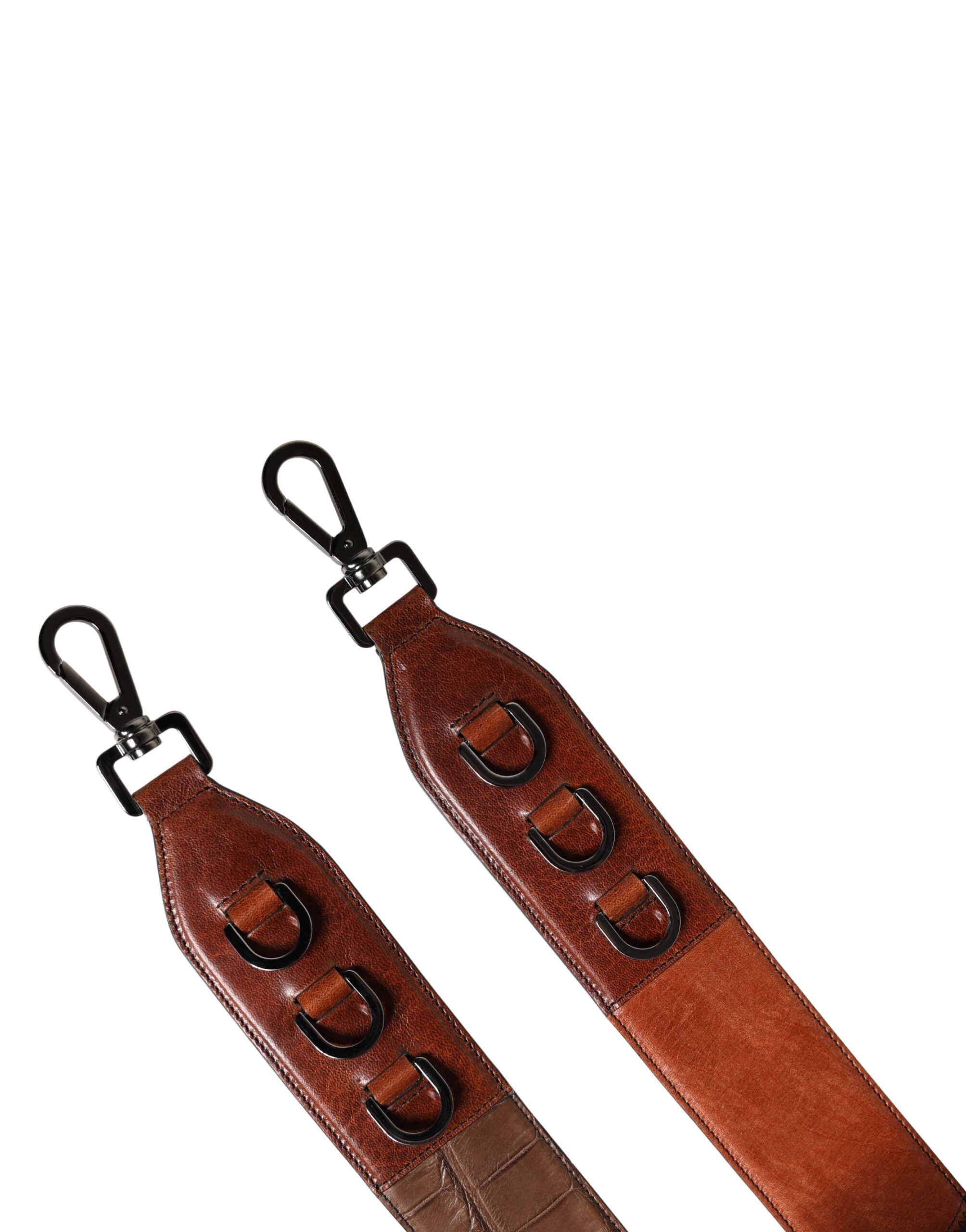 Dolce & Gabbana Brown Velvet Leather Shoulder Strap