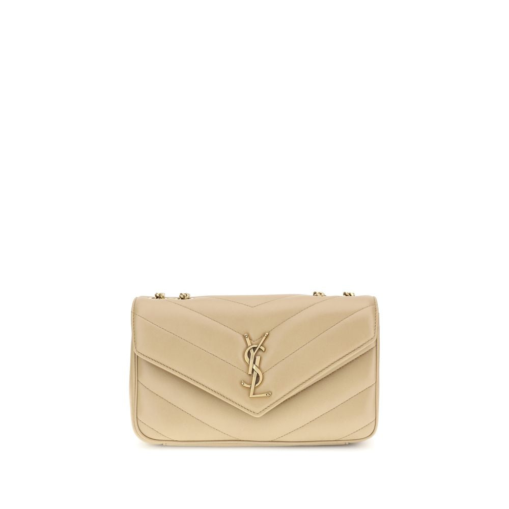 Saint Laurent Beige Lambskin Shoulder Bag