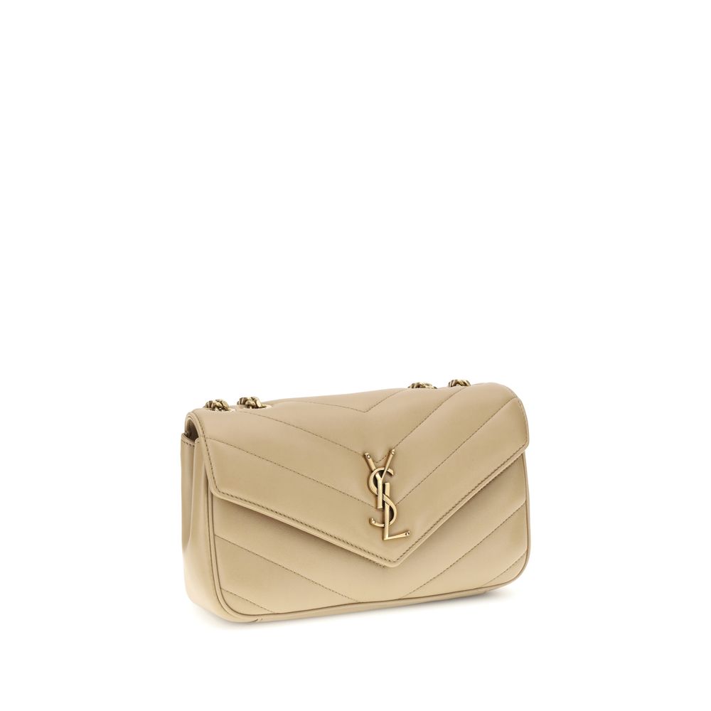 Saint Laurent Beige Lambskin Shoulder Bag