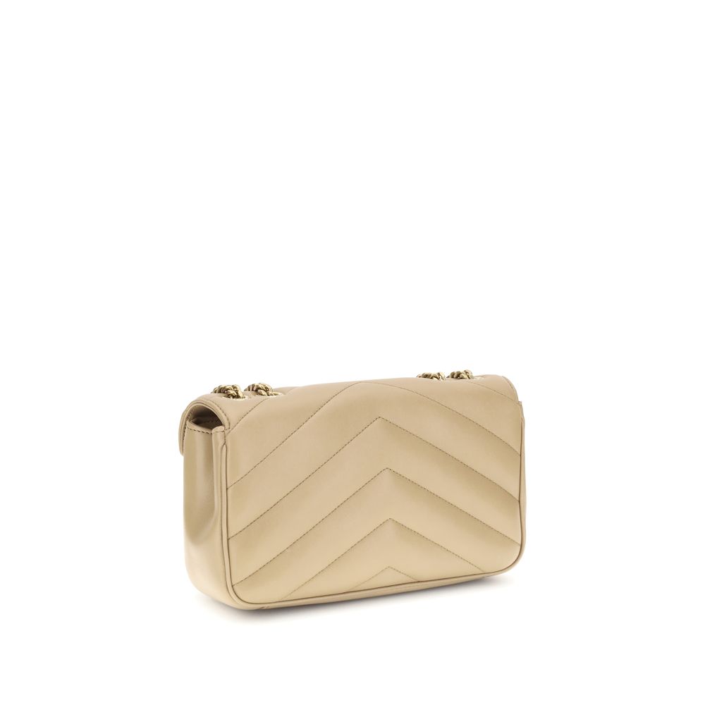 Saint Laurent Beige Lambskin Shoulder Bag