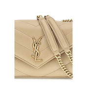 Saint Laurent Beige Lambskin Shoulder Bag