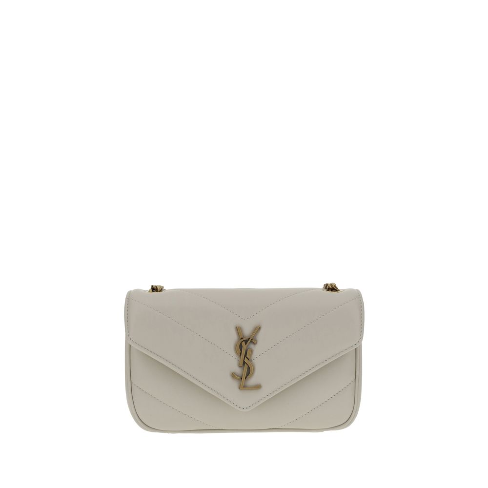 Saint Laurent White Lambskin Shoulder Bag