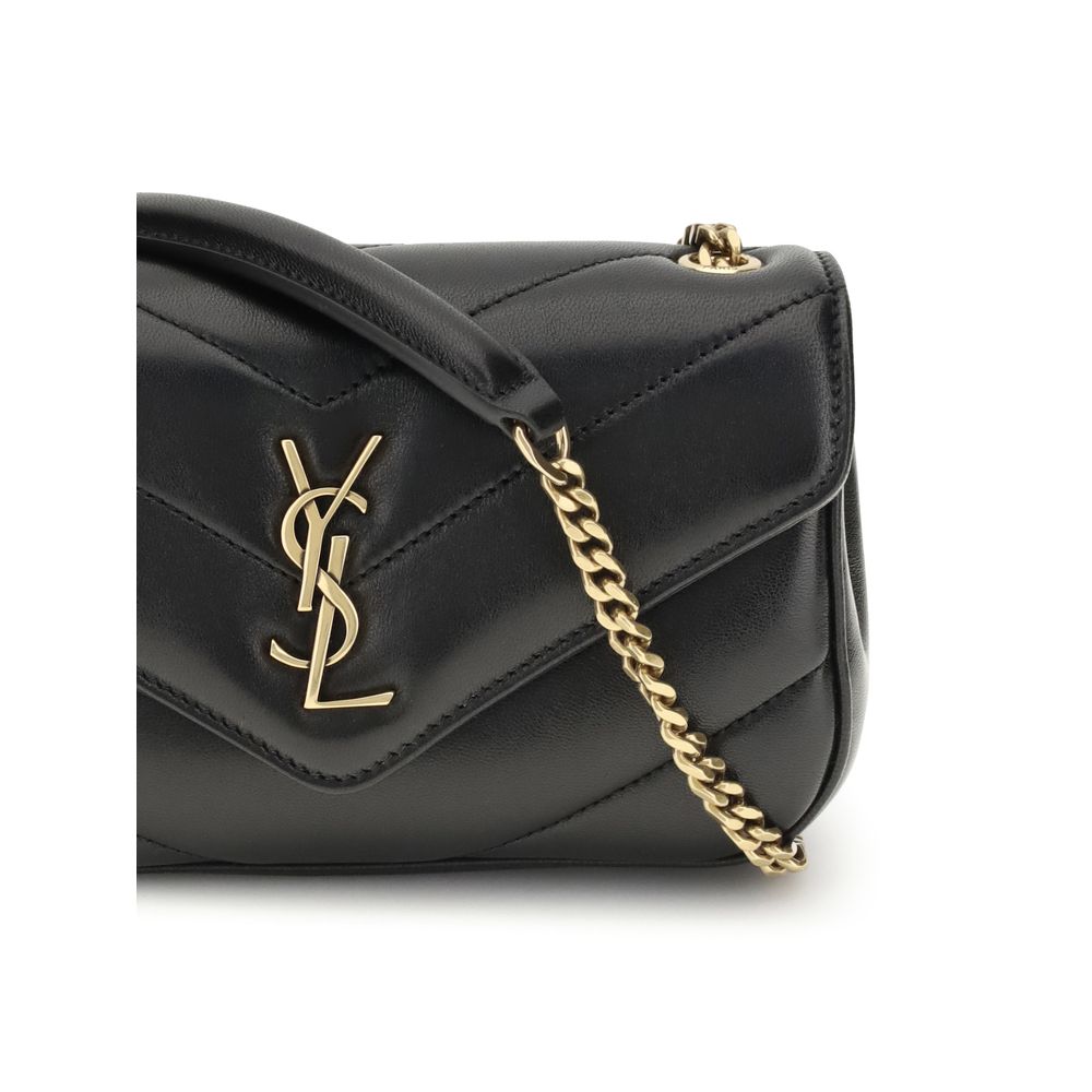 Saint Laurent Black Lambskin Shoulder Bag