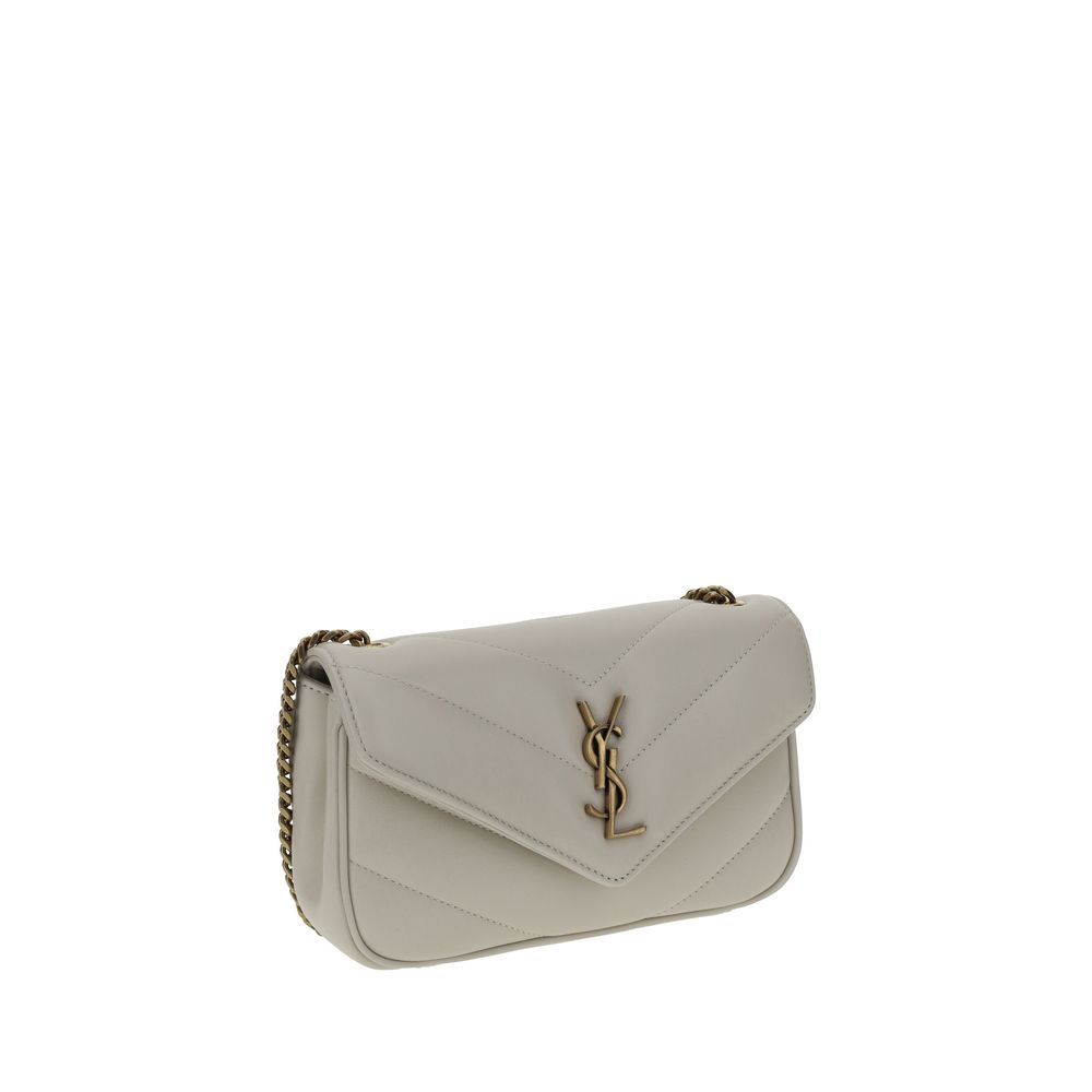 Saint Laurent White Lambskin Shoulder Bag