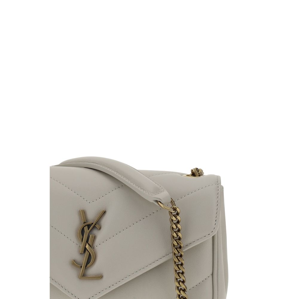 Saint Laurent White Lambskin Shoulder Bag