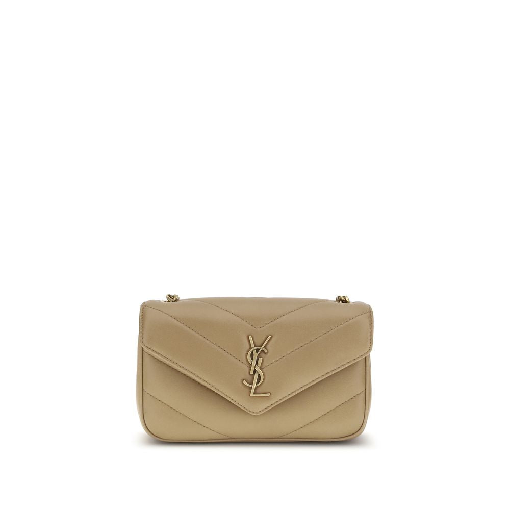 Saint Laurent Beige Lambskin Shoulder Bag