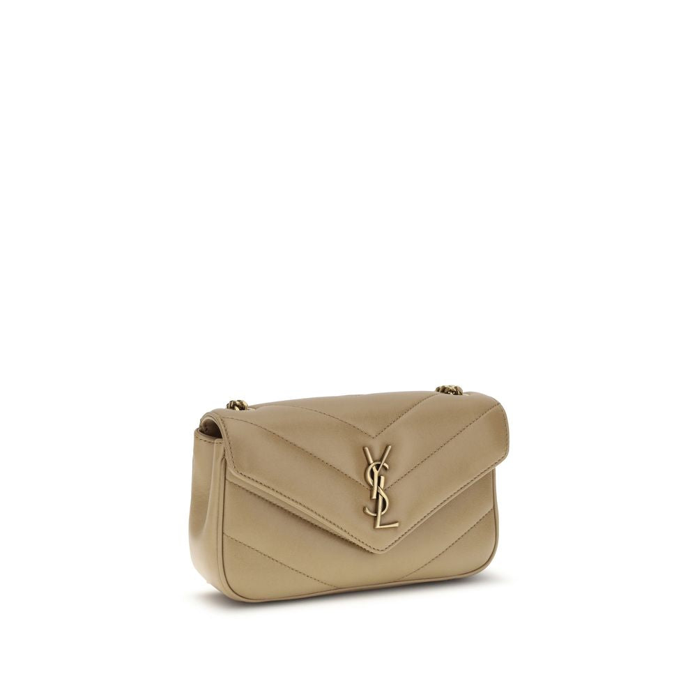 Saint Laurent Beige Lambskin Shoulder Bag