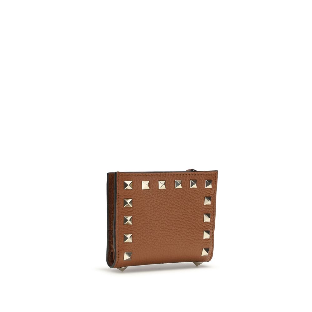 Valentino Garavani Brown Grained Lamb Leather Wallet