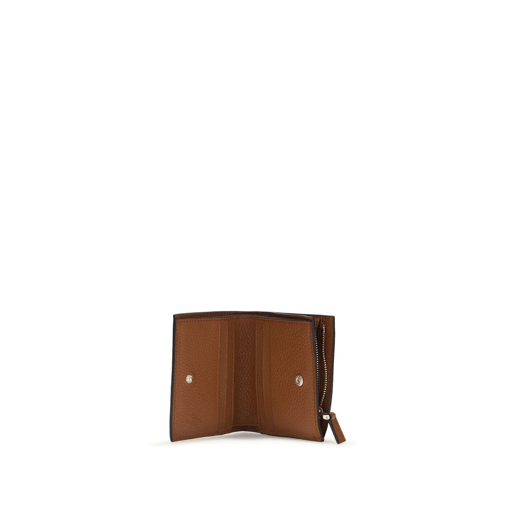 Valentino Garavani Brown Grained Lamb Leather Wallet