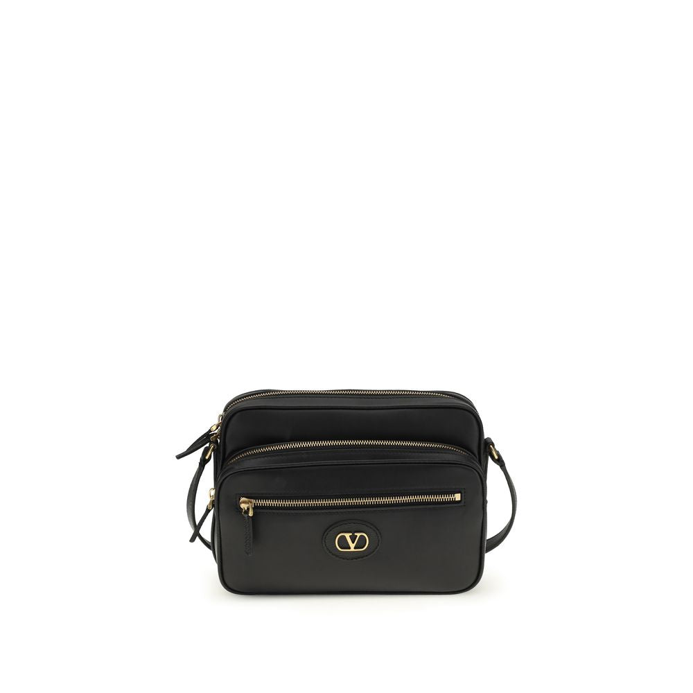 Valentino Garavani Black Calf Leather Shoulder Bag