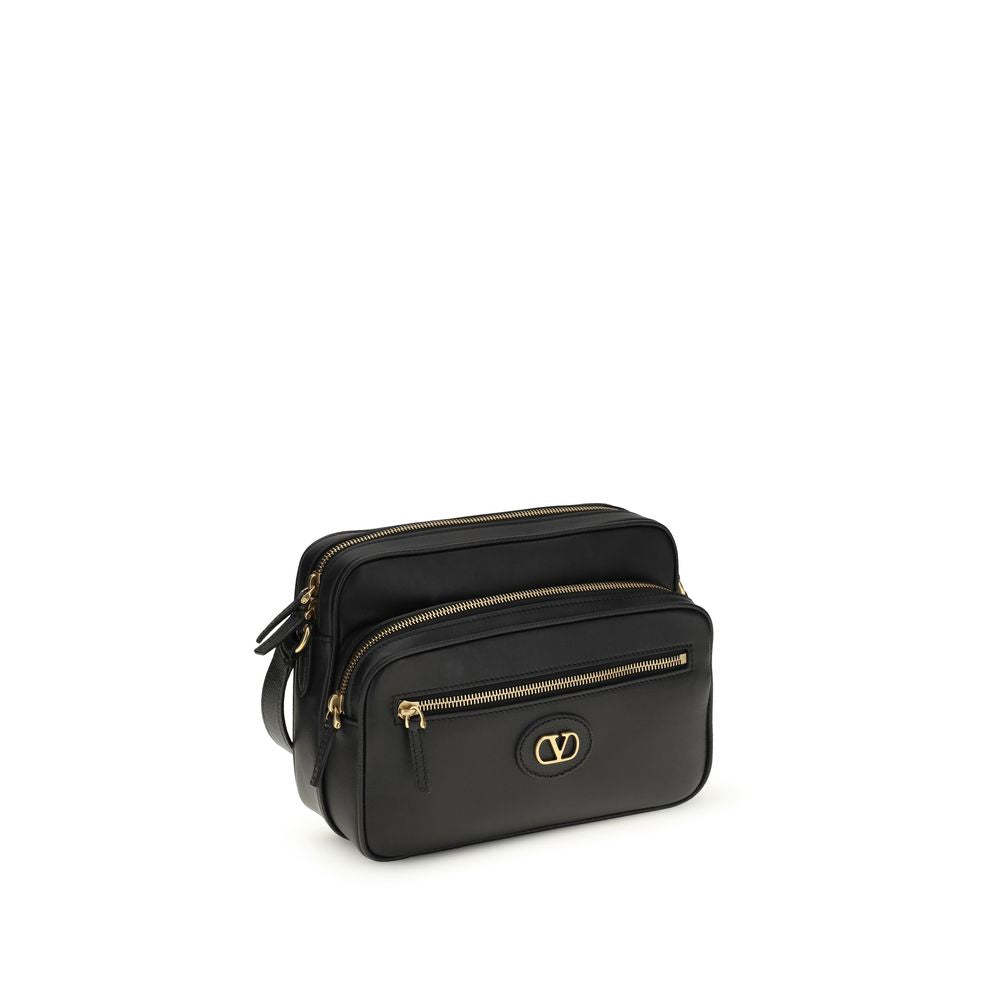 Valentino Garavani Black Calf Leather Shoulder Bag