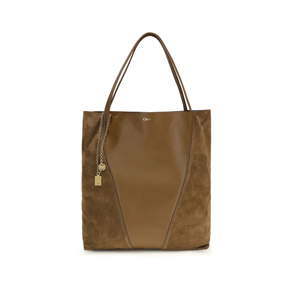 Chloé Brown Grenadine Calf Leather Suede Shoulder Bag