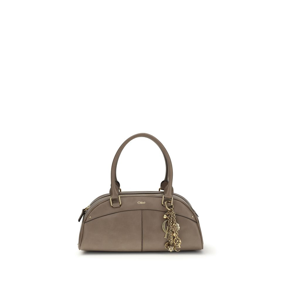 Chloé Gray Calf Leather Bowling Handbag