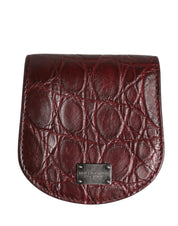 Dolce & Gabbana Burgundy Caiman Leather Condom Case Holder Pocket Wallet