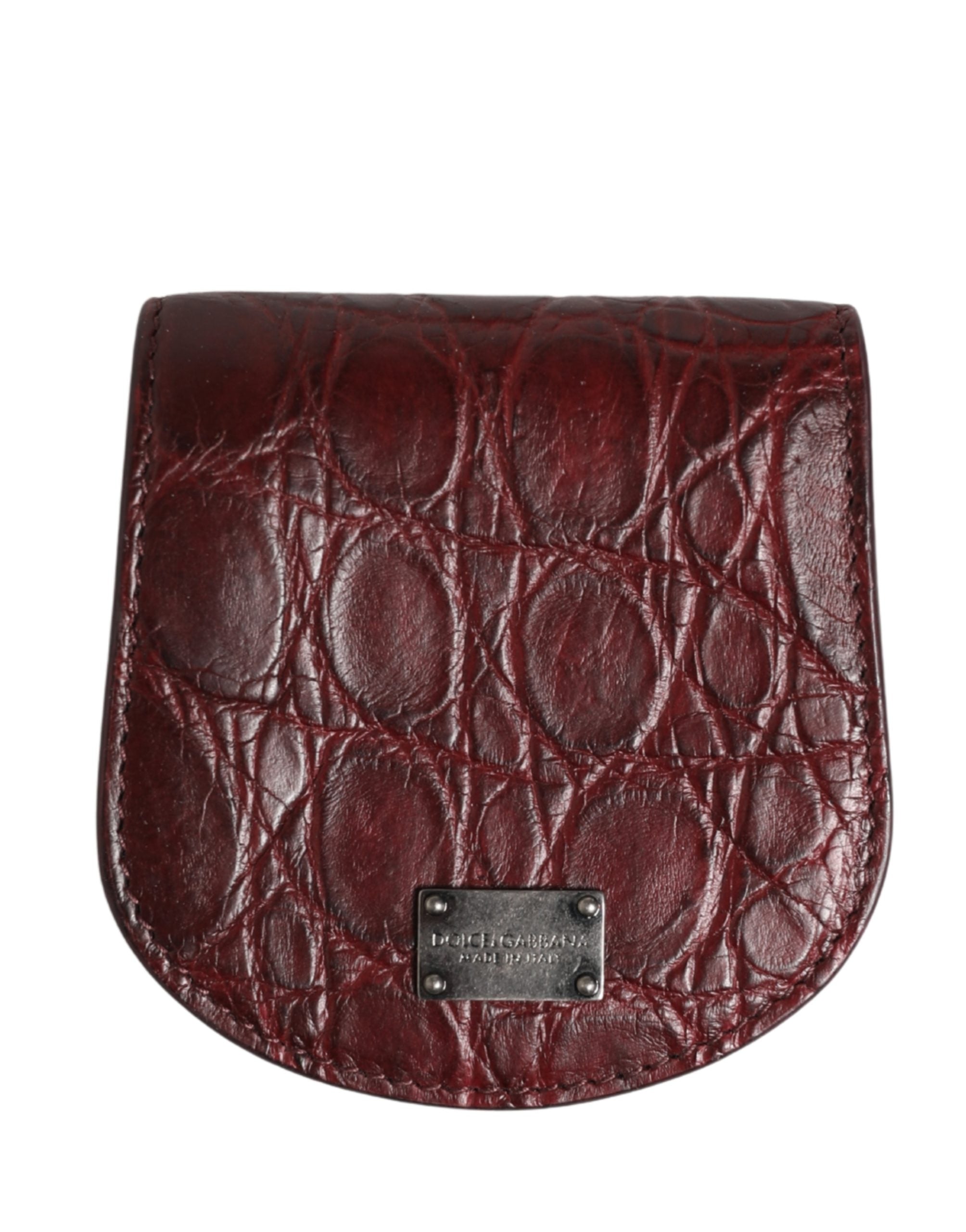 Dolce & Gabbana Burgundy Caiman Leather Condom Case Holder Pocket Wallet
