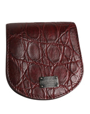 Dolce & Gabbana Burgundy Caiman Leather Condom Case Holder Pocket Wallet