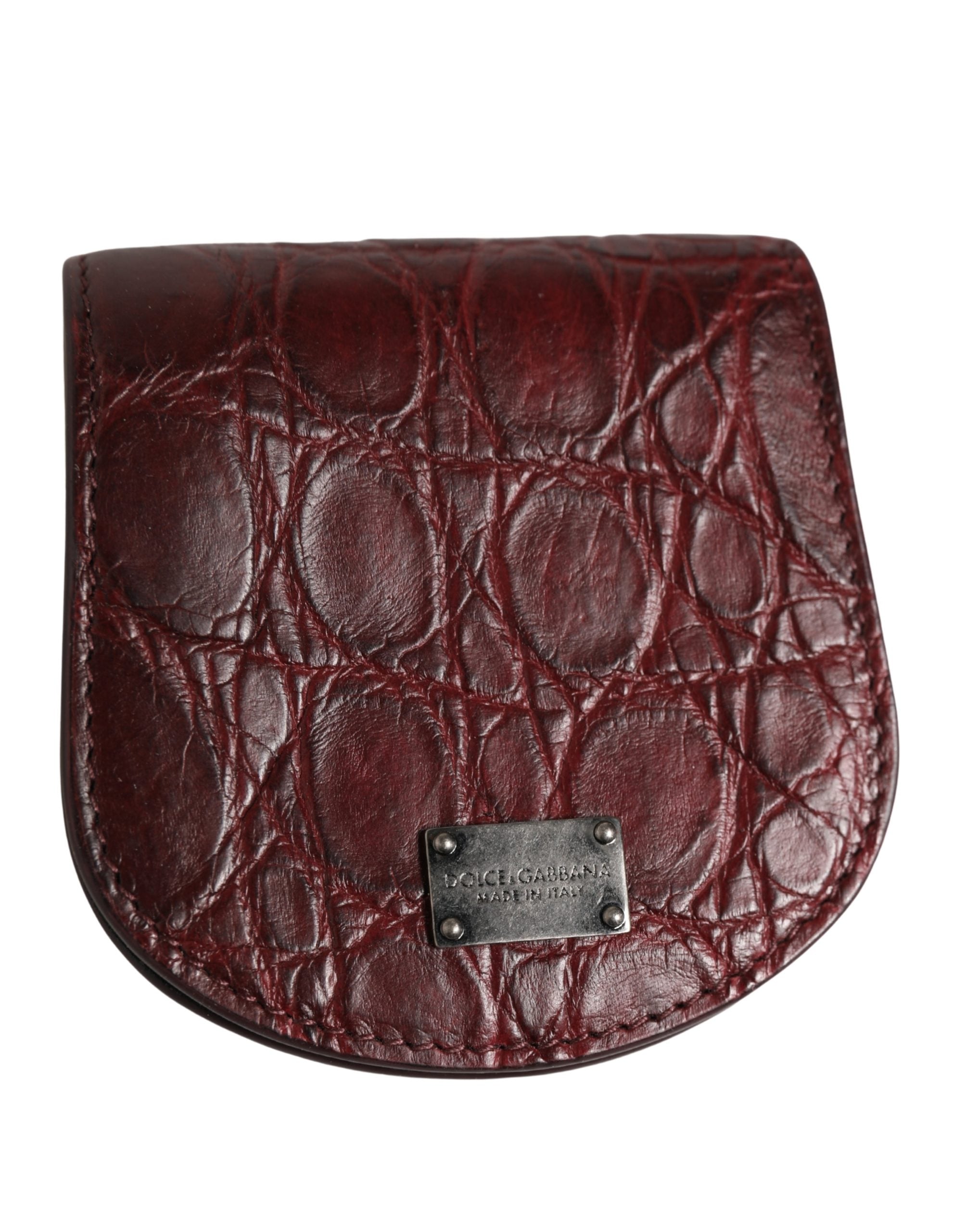 Dolce & Gabbana Burgundy Caiman Leather Condom Case Holder Pocket Wallet