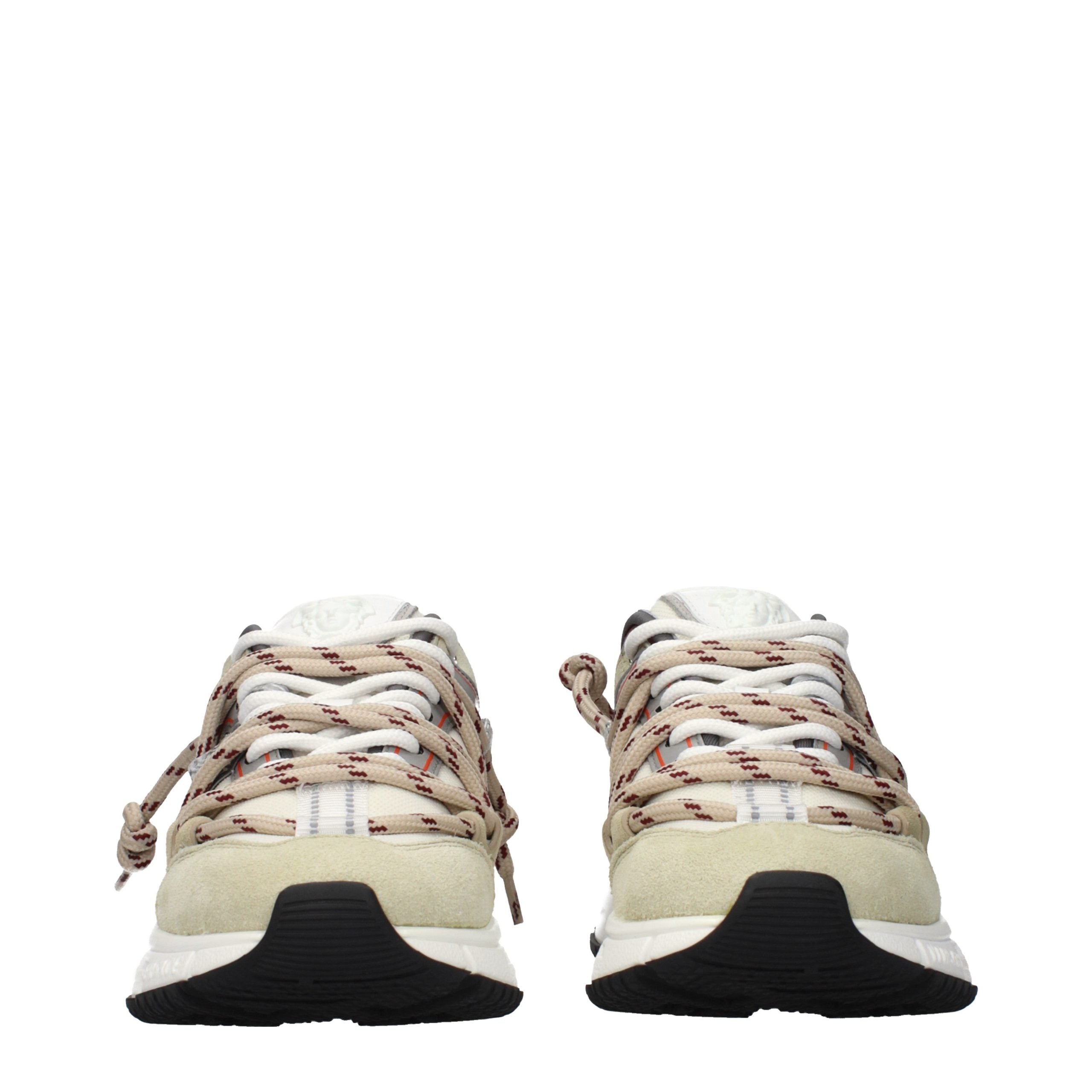 Versace Beige Leather Suede Chunky Sneakers