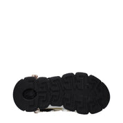 Versace Beige Leather Suede Chunky Sneakers