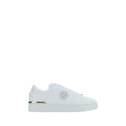 Philipp Plein White Calf Leather Low Top Sneakers